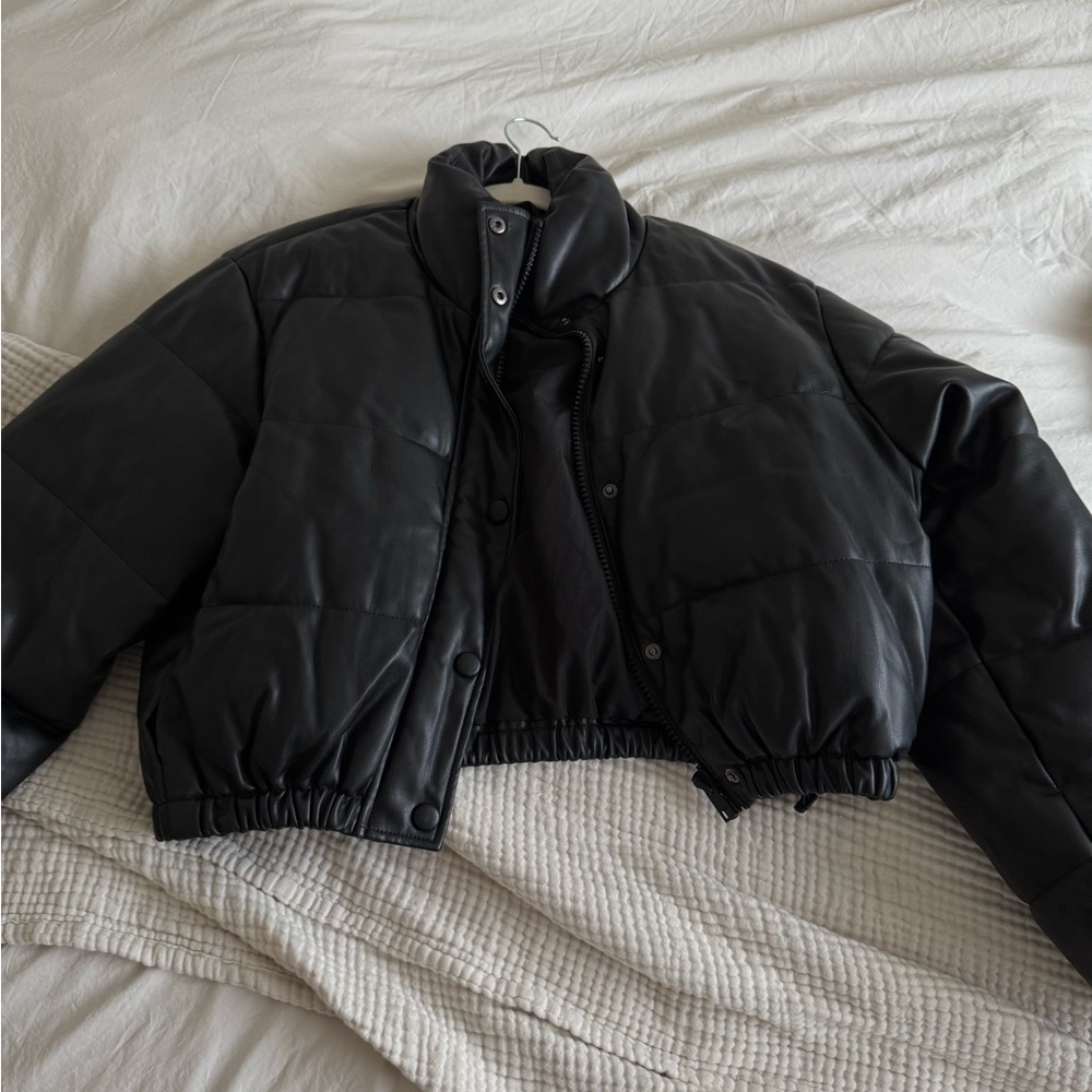 Zara faux leather bomber jacket